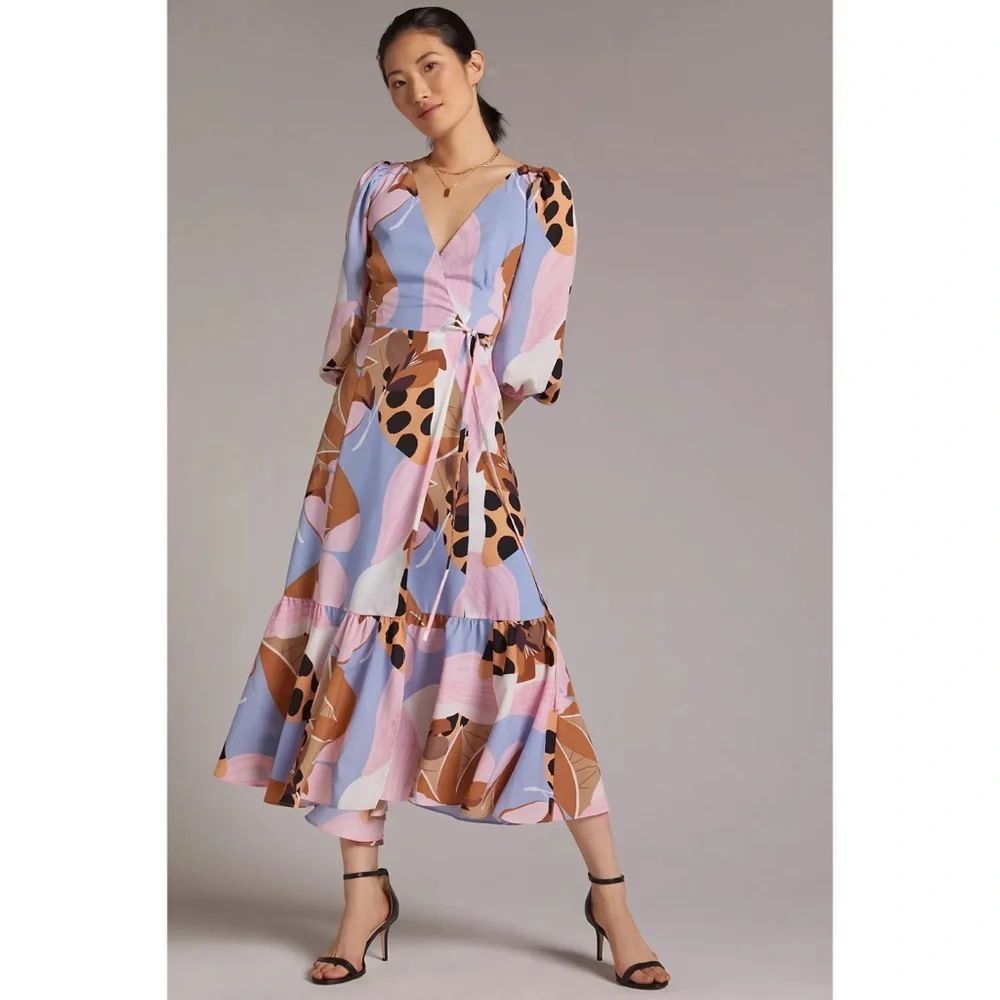 Anthropologie Bloom Wrap Midi Dress